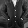 Messagerie cardigan noir:gris face Messagerie Cardigan maille épaise noir / gris Revolt Orléans