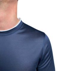 paolo pecora t-shirt coton mercerisé gansé navy blanc revolt orleans