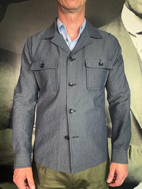 Tagliatore surchemise seersucker bleu acier revolt orleans