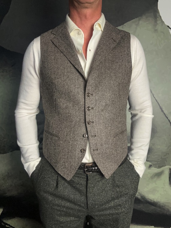 Tagliatore gilet tailleur chevron marron revolt orleans