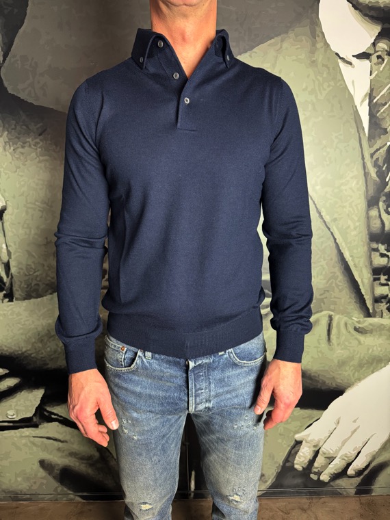 REVOLT - Pull Col Polo Marine – Image 2