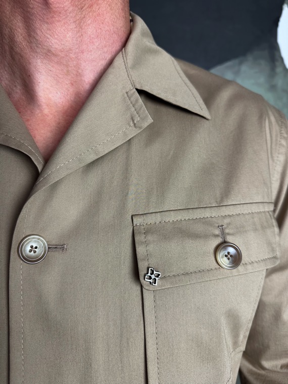 TAGLIATORE - Veste Saharienne Coton Mercerisé Beige – Image 3